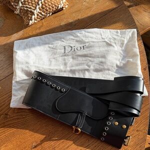 Dior Black Leather Eyelet Belt